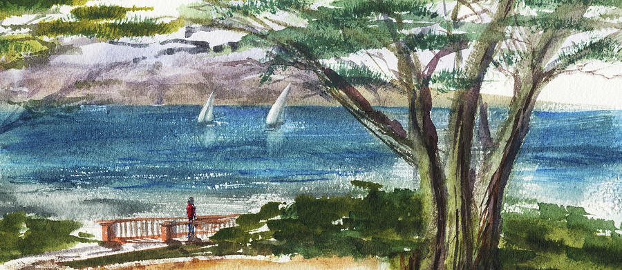 Sea Shore Elongated Painting Painting by Irina Sztukowski