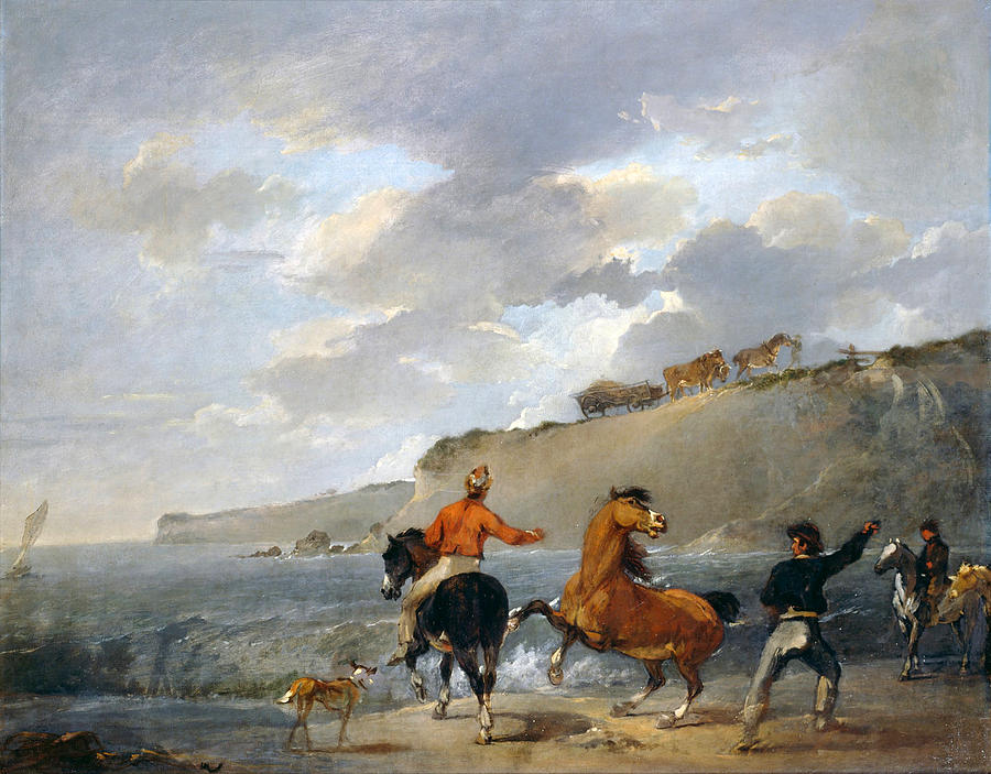 Sea Shore with Rearing Horse Painting by Francis Bourgeois