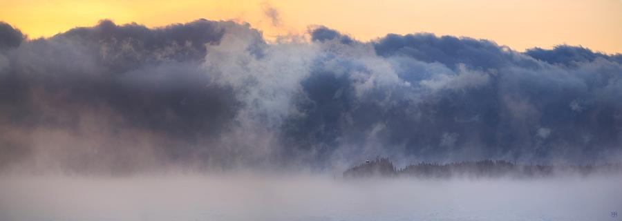 Sea Smoke at Owls Head Panorama Photograph by John Meader
