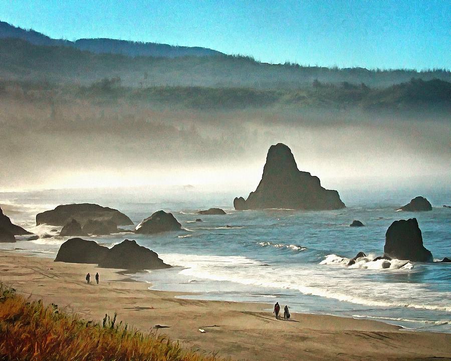 Sea Stacks Digital Art By Judy Coggin - Pixels