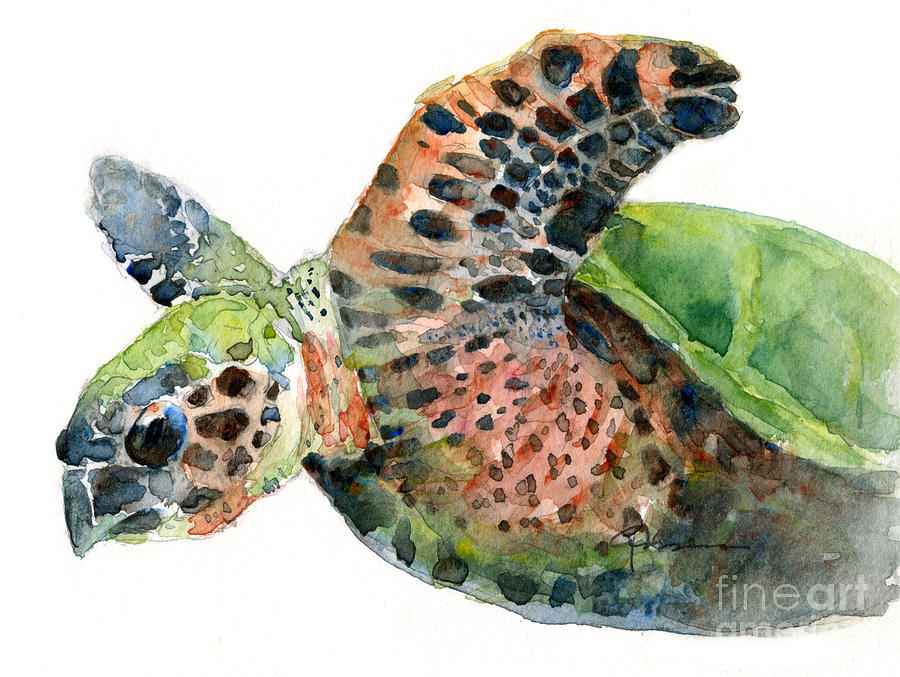 Sea Turtle 5 Painting by Claudia Hafner