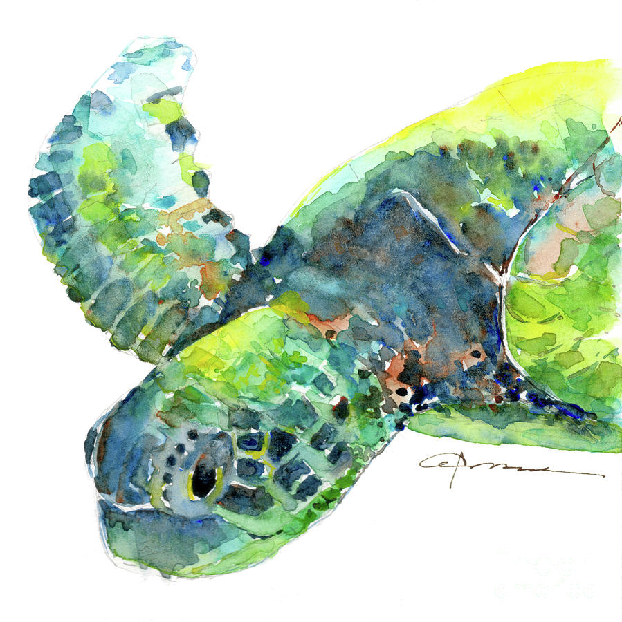 Sea Turtle 12 Painting by Claudia Hafner
