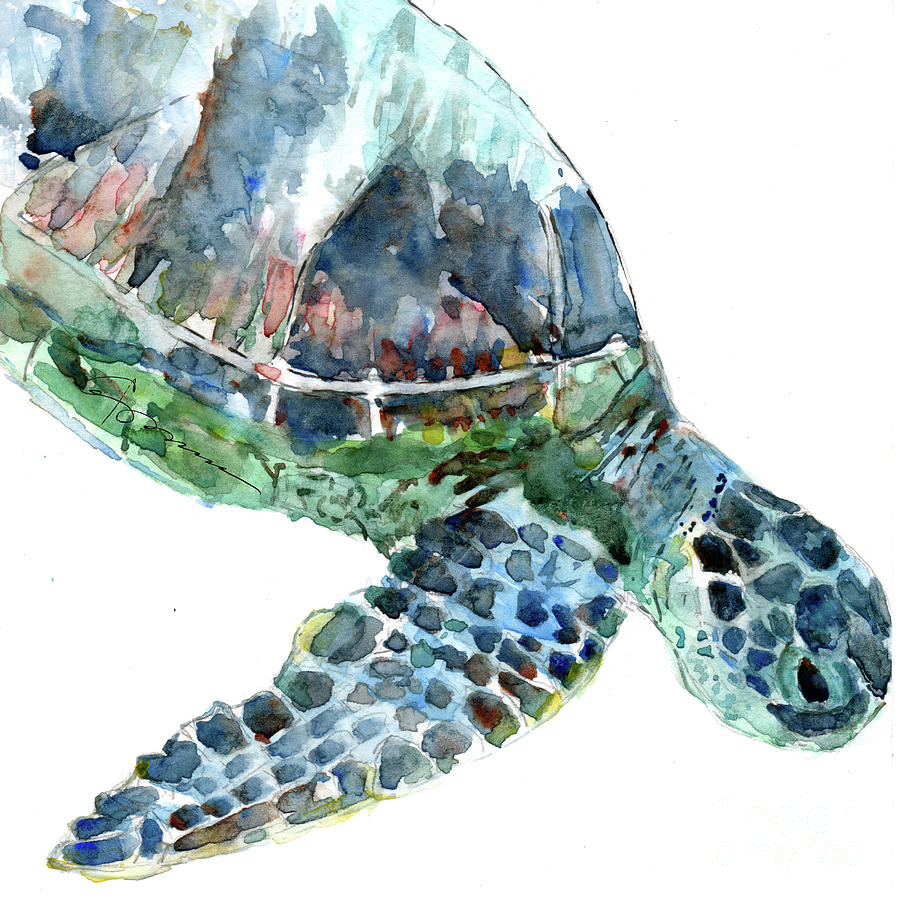 Sea Turtle 15 Painting by Claudia Hafner