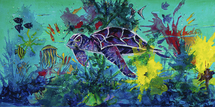 Sea Turtle 2 Heading home Painting by Mary DuCharme