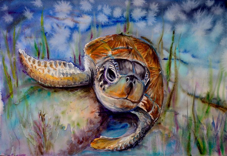 Sea turtle 4 Painting by Katerina Kovatcheva