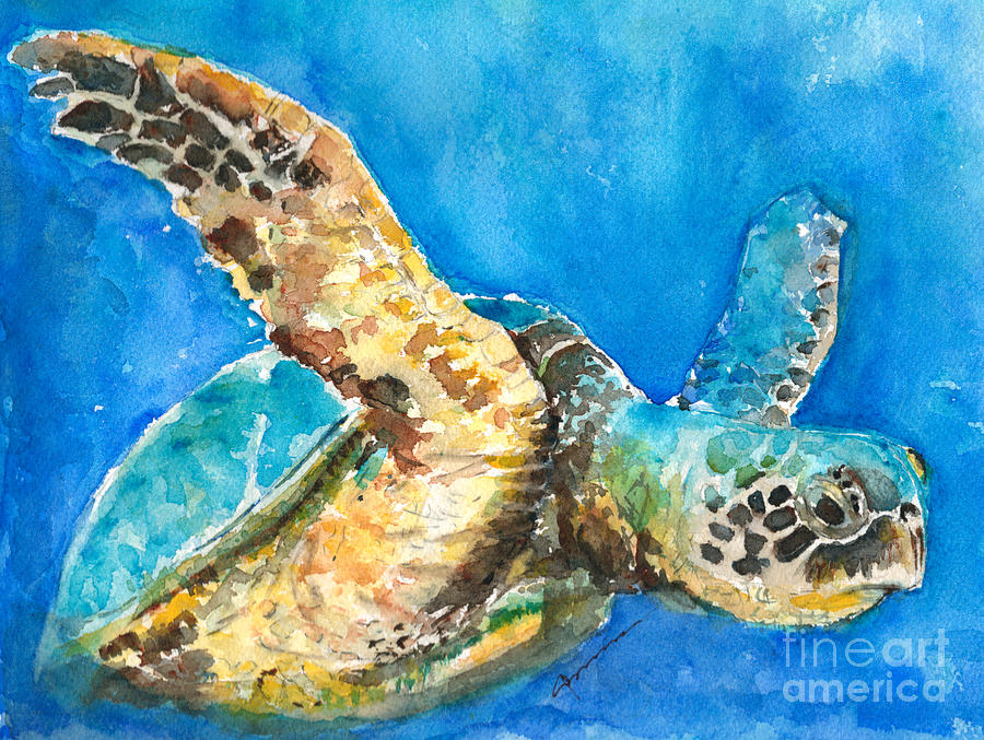 Sea Turtle 6 Painting by Claudia Hafner