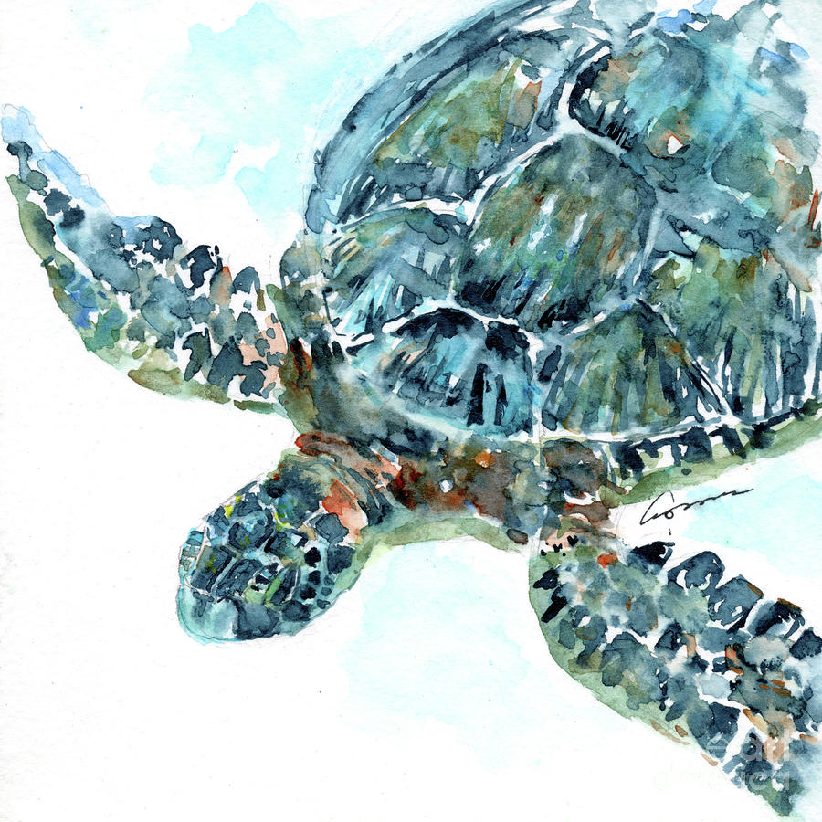 Sea Turtle 9 Painting by Claudia Hafner