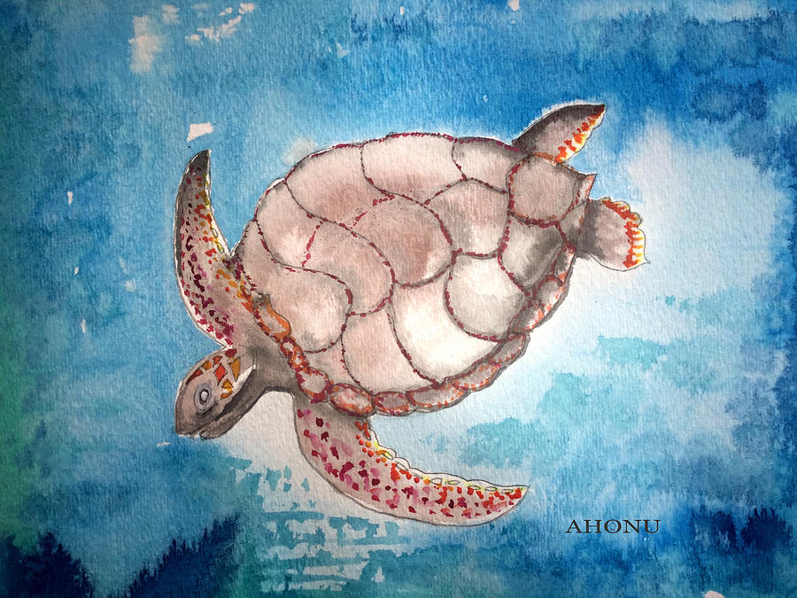 Sea Turtle Painting by AHONU Aingeal Rose