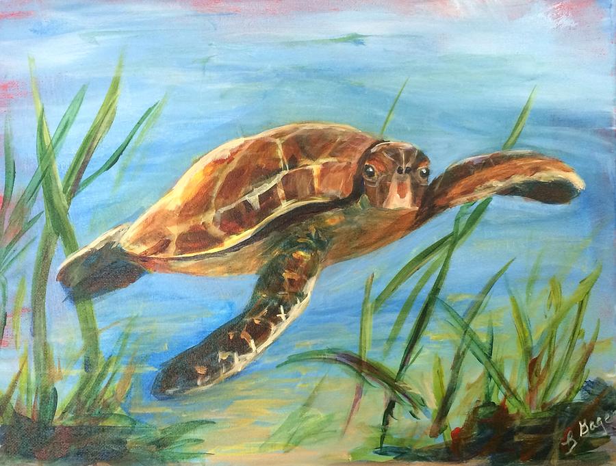 Sea Turtle Painting by Barbara Gage Mulford - Fine Art America