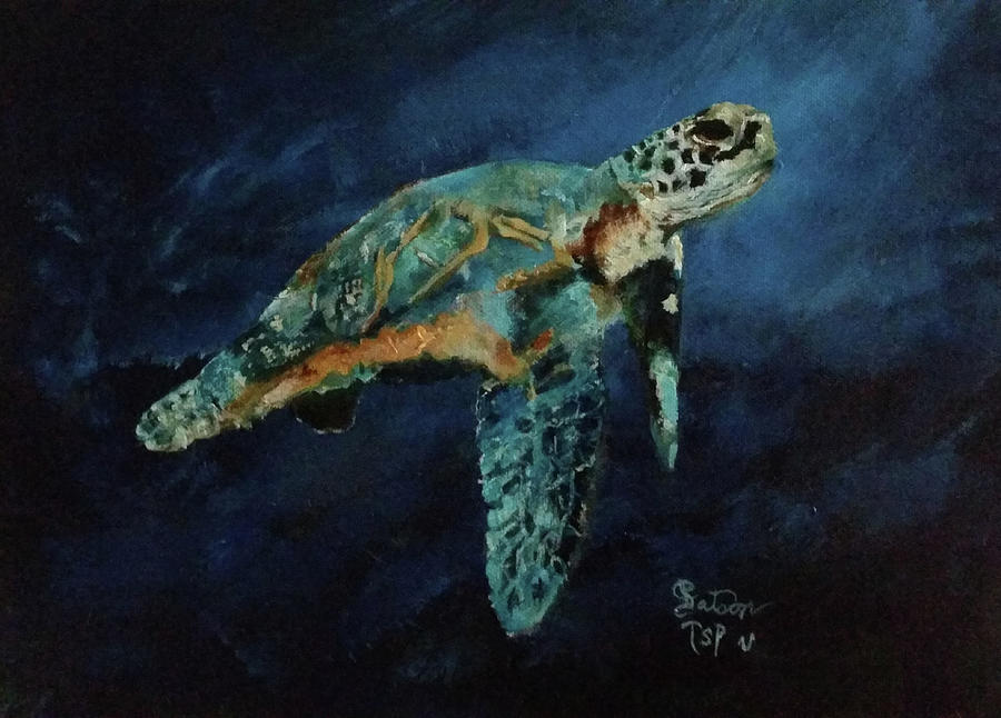 Sea Turtle Painting by Barbie Batson