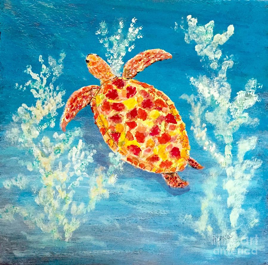 Sea Turtle Beauty Painting by Anne Sands