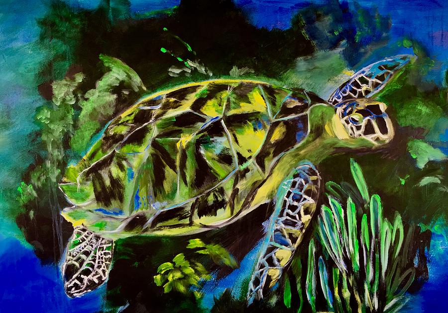 Sea Turtle Painting by Belinda Low