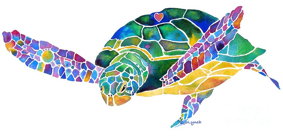 Sea Turtle Celebration 4 Prints Only Painting by Jo Lynch