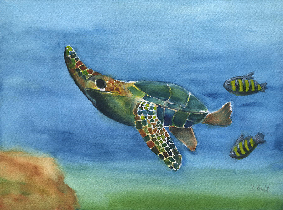 Sea Turtle Painting by Frank Bright