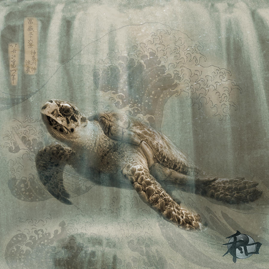 Sea Turtle Photograph - Sea Turtle Great Wave by Karla Beatty