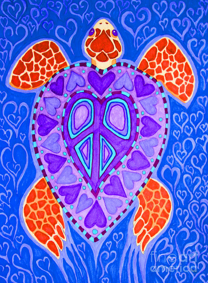 Sea Turtle Hearts 2 Drawing by Nick Gustafson