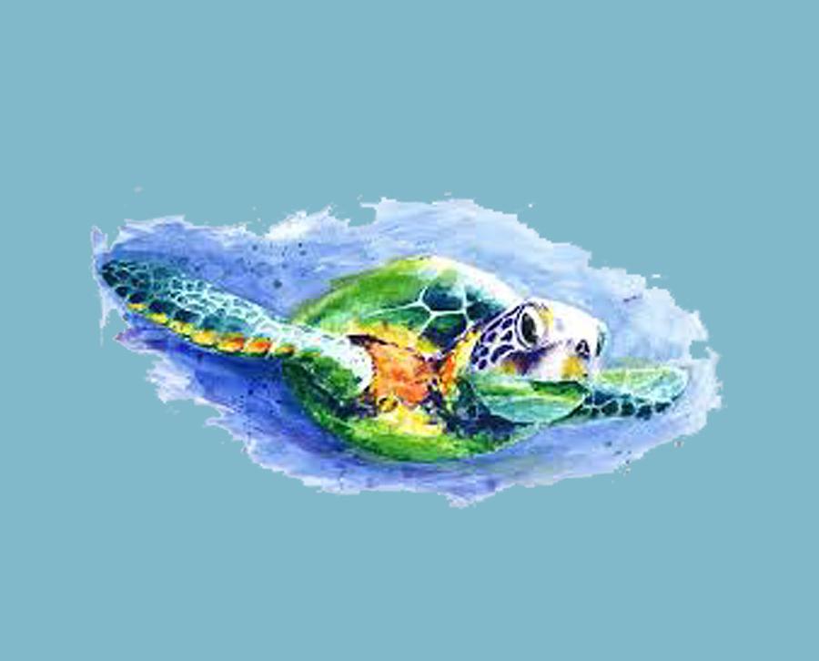 Sea Turtle T-shirt Painting by Herb Strobino