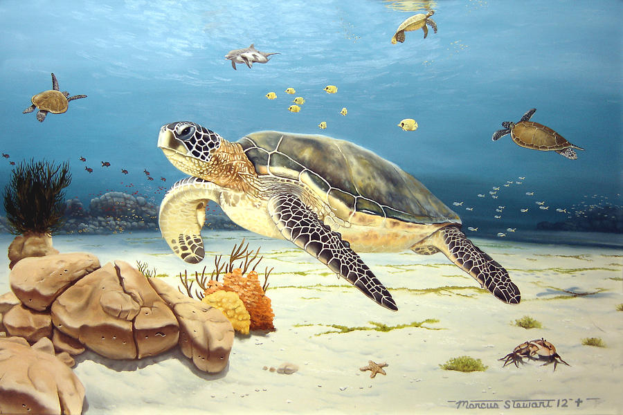 Turtle Painting - Sea Turtle Jamboree by Marc Stewart
