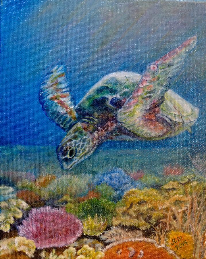 Sea Turtle Painting by Jodi Higgins