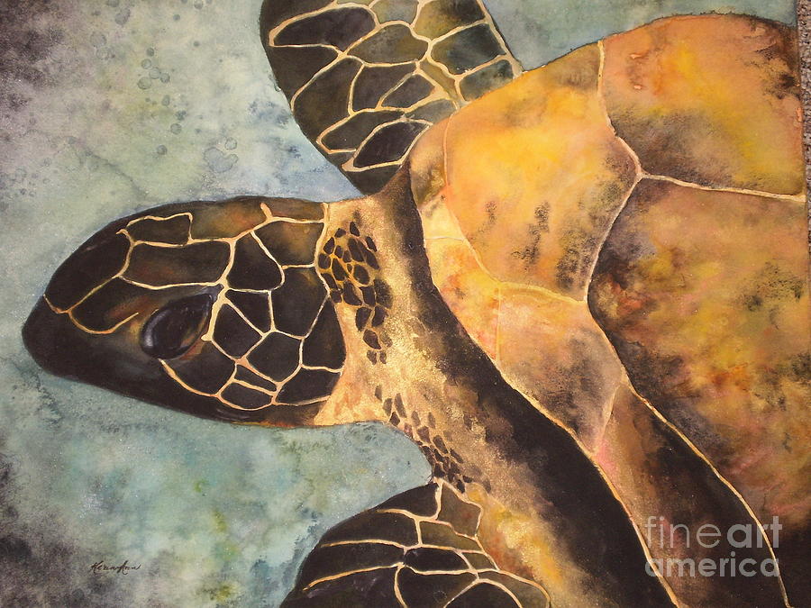 Sea Turtle Painting by Karen Ann