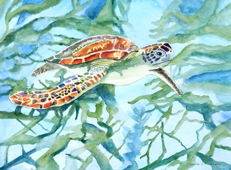 Turtle Painting - Sea Turtle Series #1 by Laurie Anderson