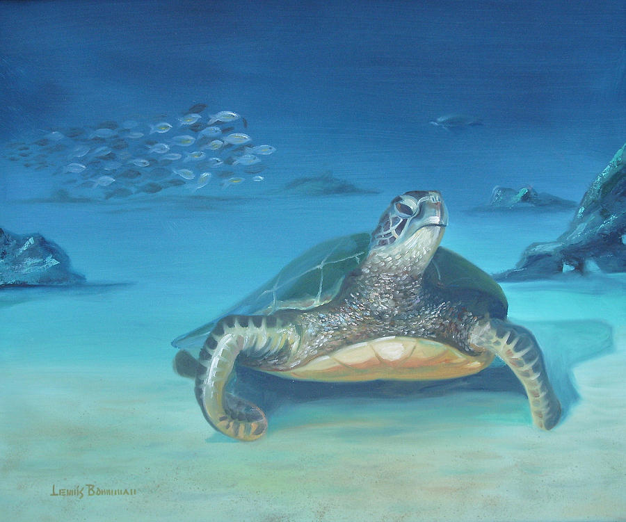 Sea Turtle Painting by Lewis Bowman