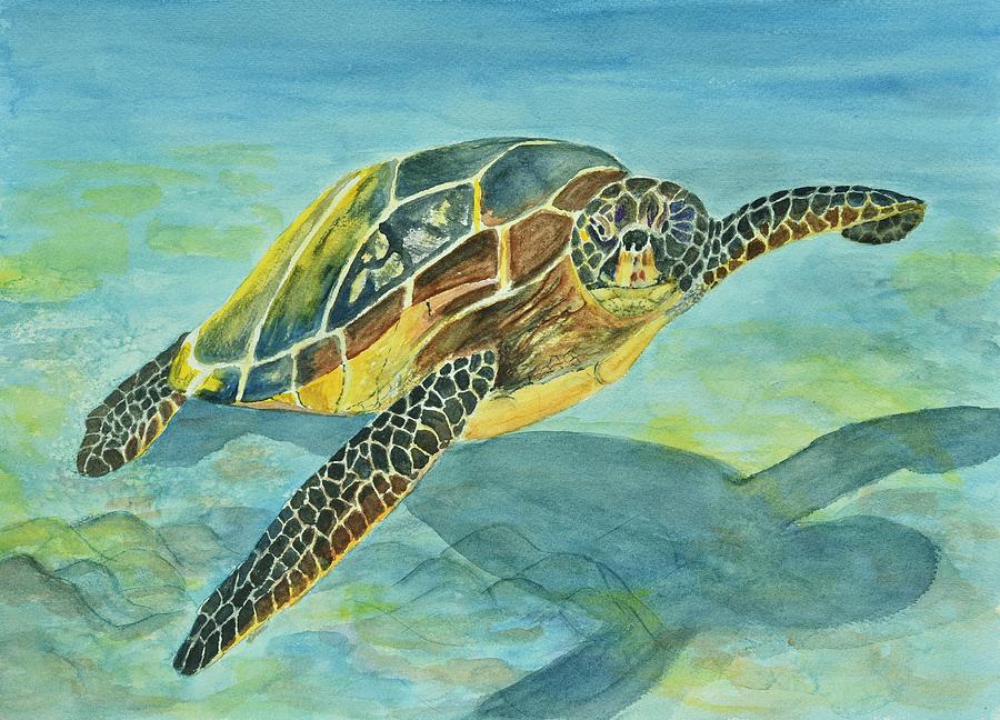 Sea Turtle Painting by Linda Brody