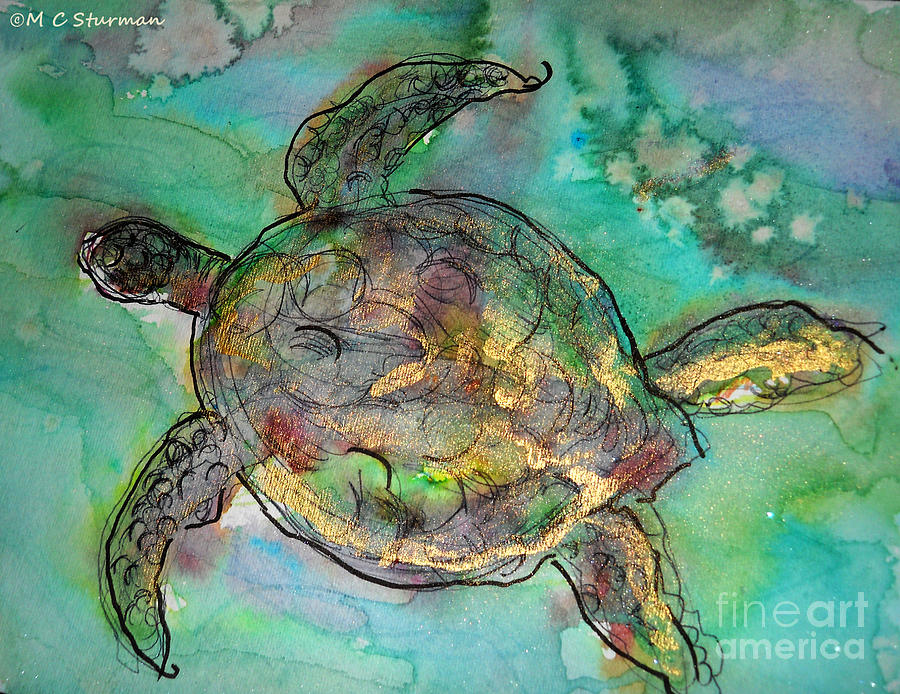 Sea Turtle Mixed Media by M c Sturman