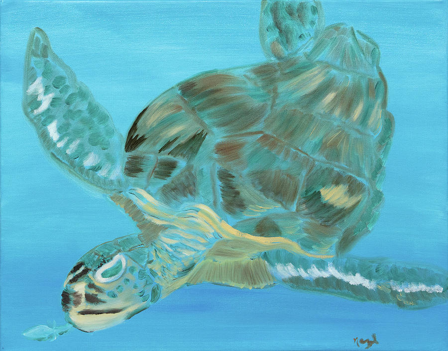 Sea Turtle Ballet Painting by Meryl Goudey