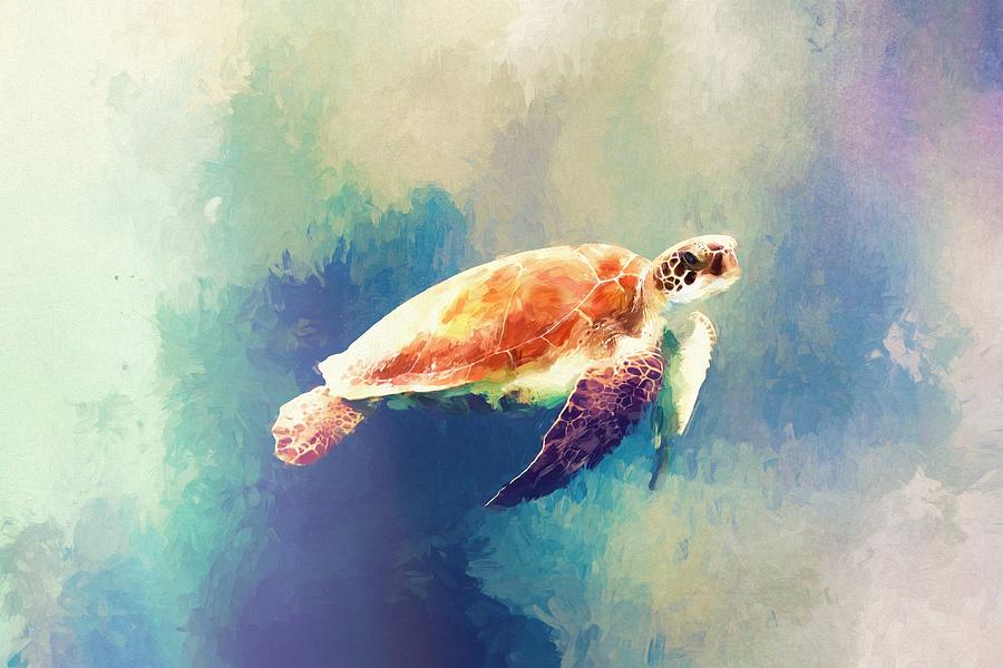 Sea Turtle Painting by Modern Art