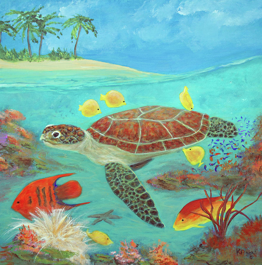 Sea Turtle Reef Painting by Ken Figurski