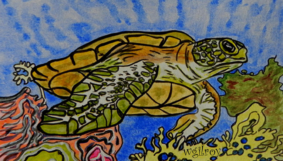 Sea Turtle Reef Painting by W Gilroy - Fine Art America