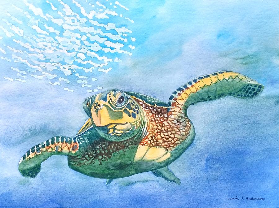 Sea Turtle Series #2 Painting by Laurie Anderson