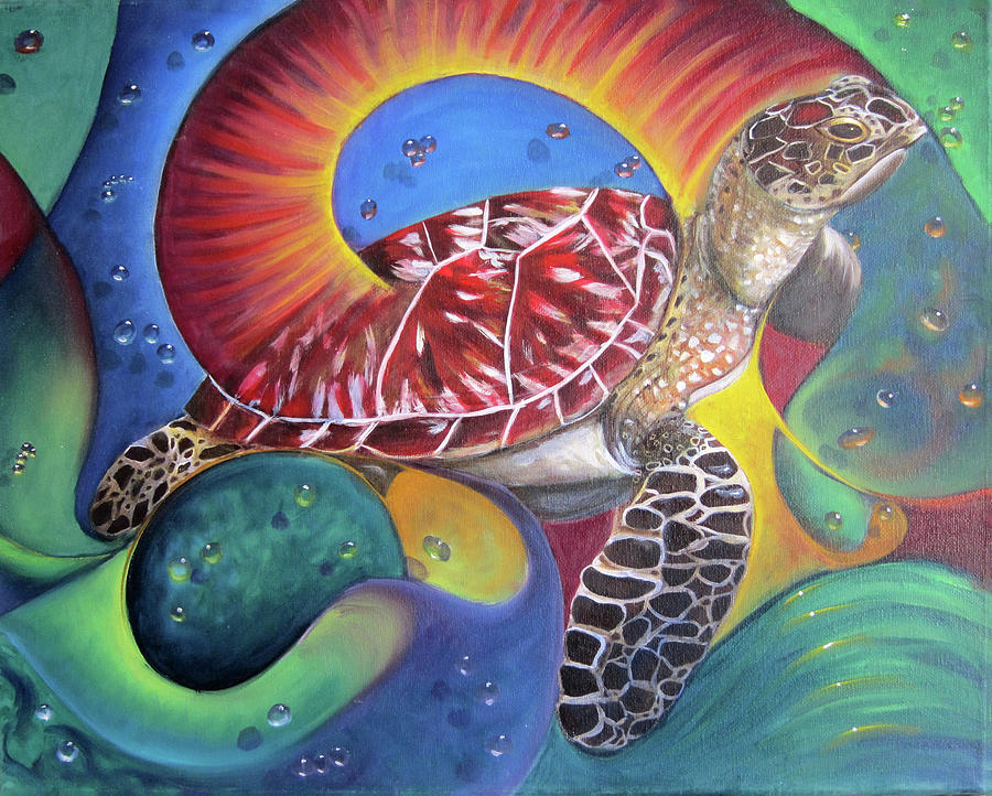 Sea Turtle Painting by Sherry Strong