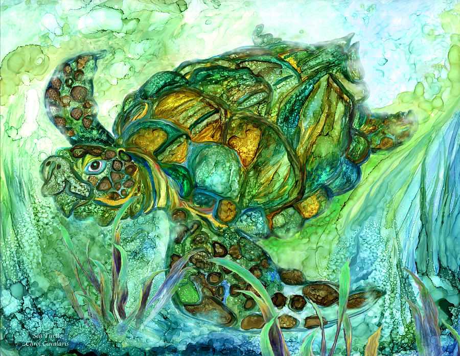 Sea Turtle - Spirit Of Peace Mixed Media by Carol Cavalaris