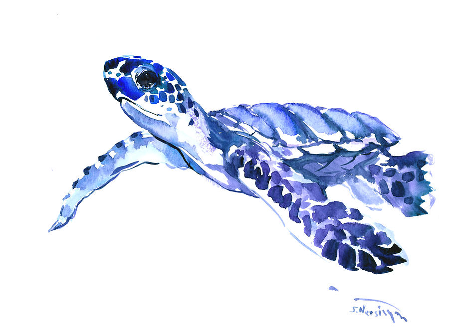 Sea Turtle Painting by Suren Nersisyan