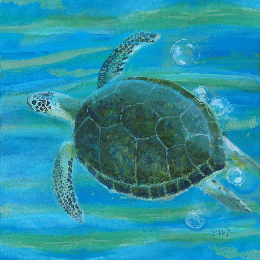 Sea Turtle Painting by Toni Wolf - Fine Art America