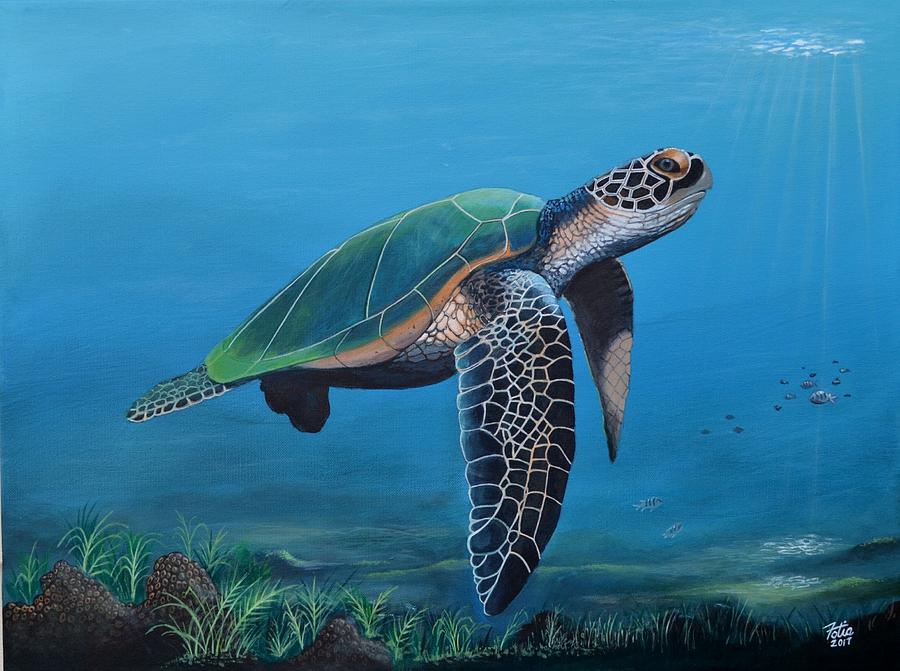 Sea Turtle V Painting by Anthony Fotia - Fine Art America