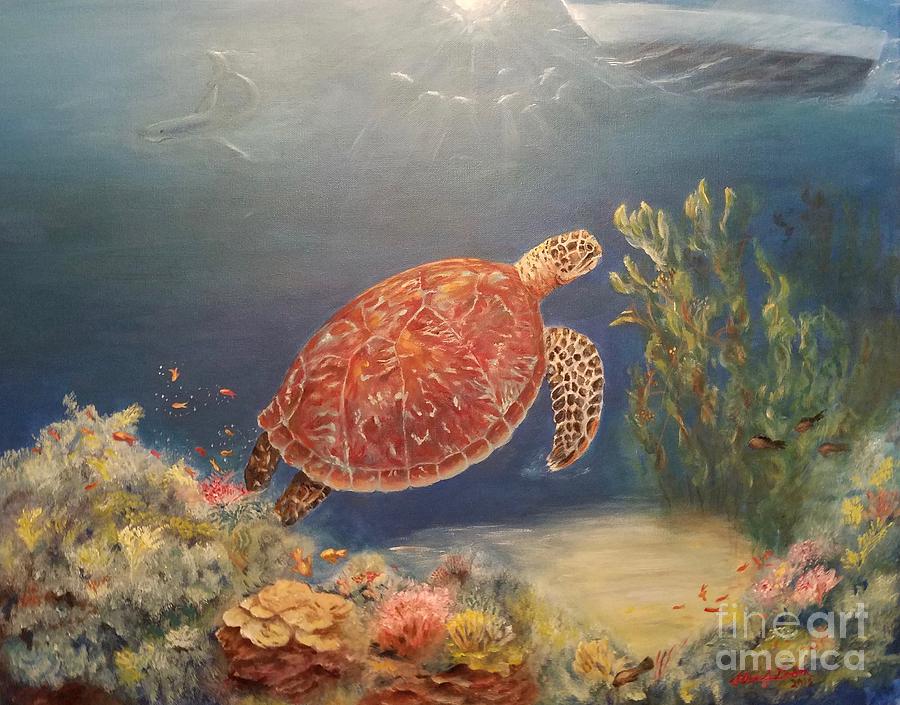 Sea Turtle Painting by Valerie Gordon - Fine Art America