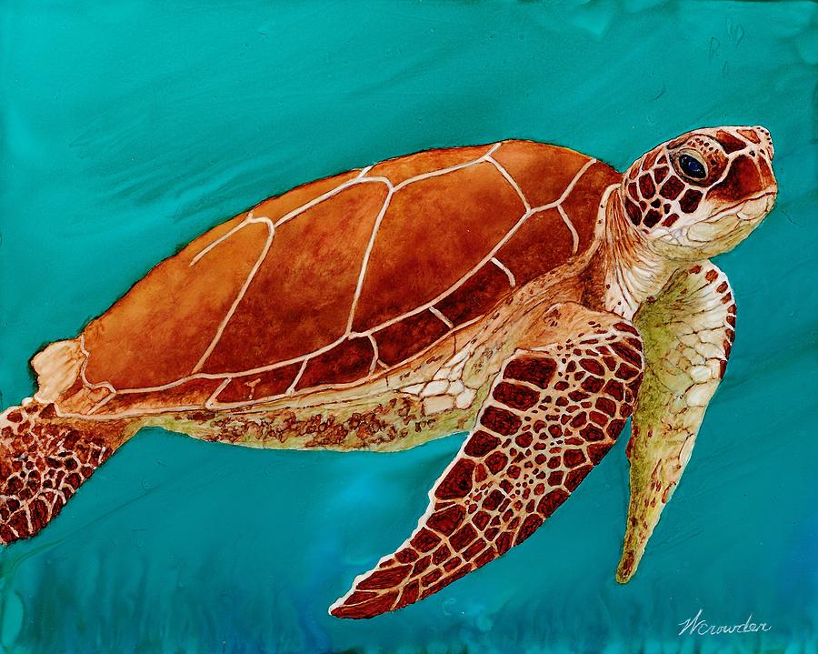 Sea Turtle Painting by Wanda Crowder - Pixels