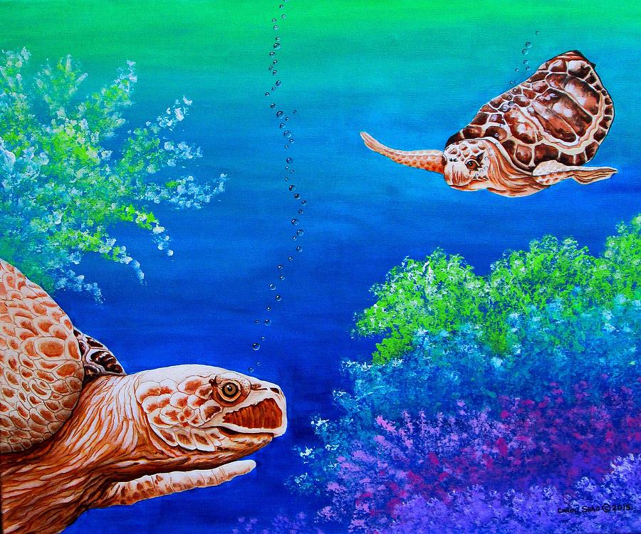 Sea Turtles Painting by Carol Sabo