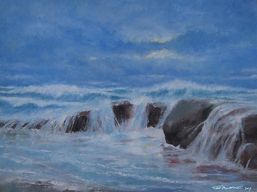 Seascape Painting - Sea Water On The Rocks by Joseph Bucemi