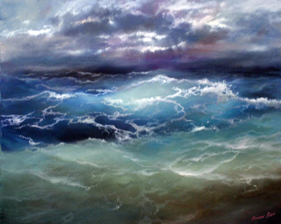 Sea Waves On The Storm Painting By Roman Ben