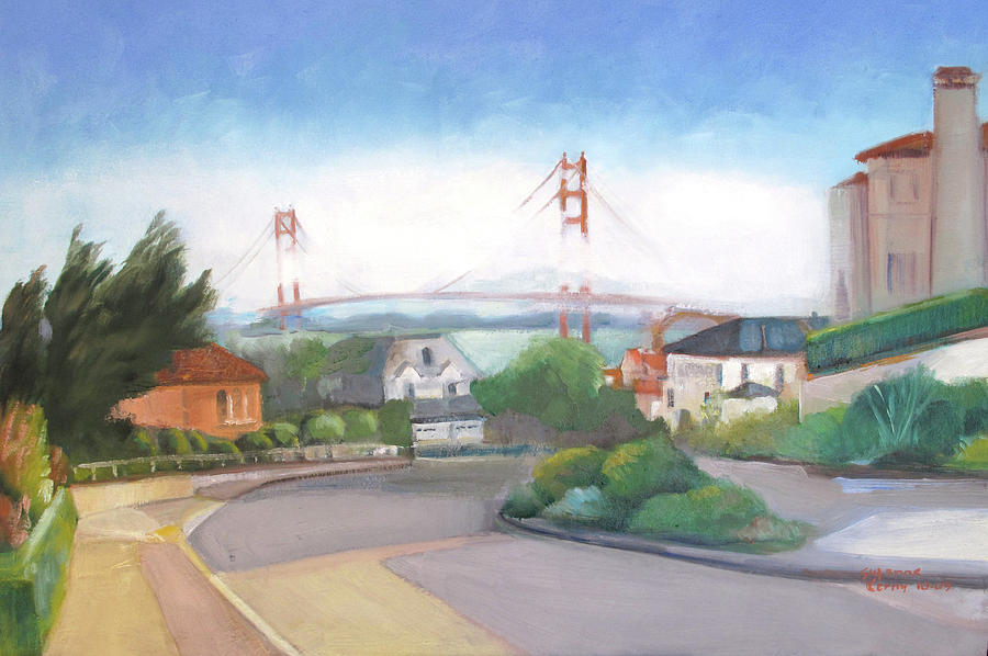 Seacliff Vision with Golden Gate Bridge in Fog Painting by Suzanne Giuriati Cerny