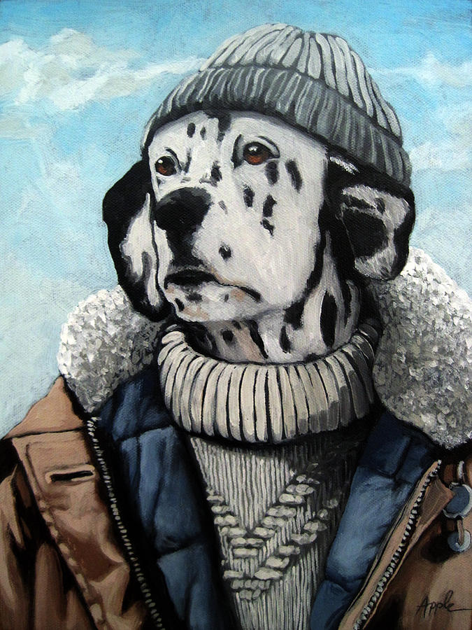Dog Portrait Painting - Seadog - Dalmation animal art by Linda Apple