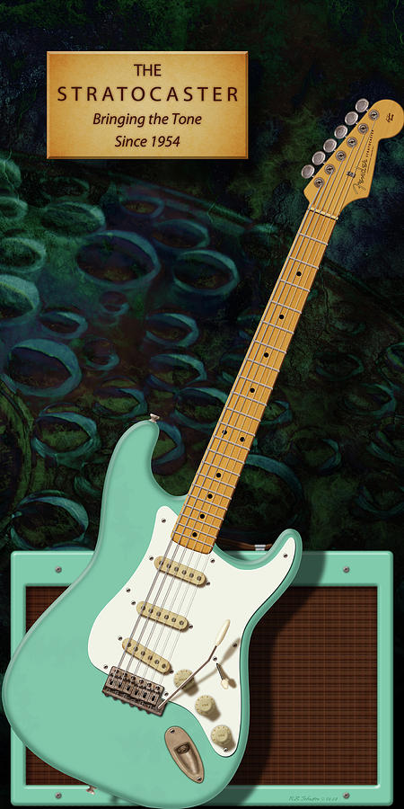 Seafoam Stratocaster Anniversary Digital Art by WB Johnston