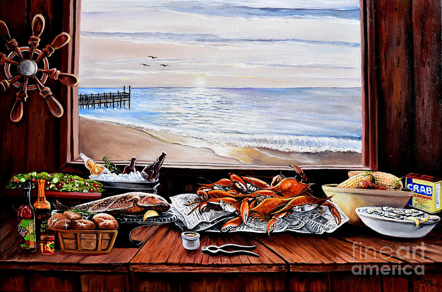Seafood Feast 2 Painting by Toni Thorne