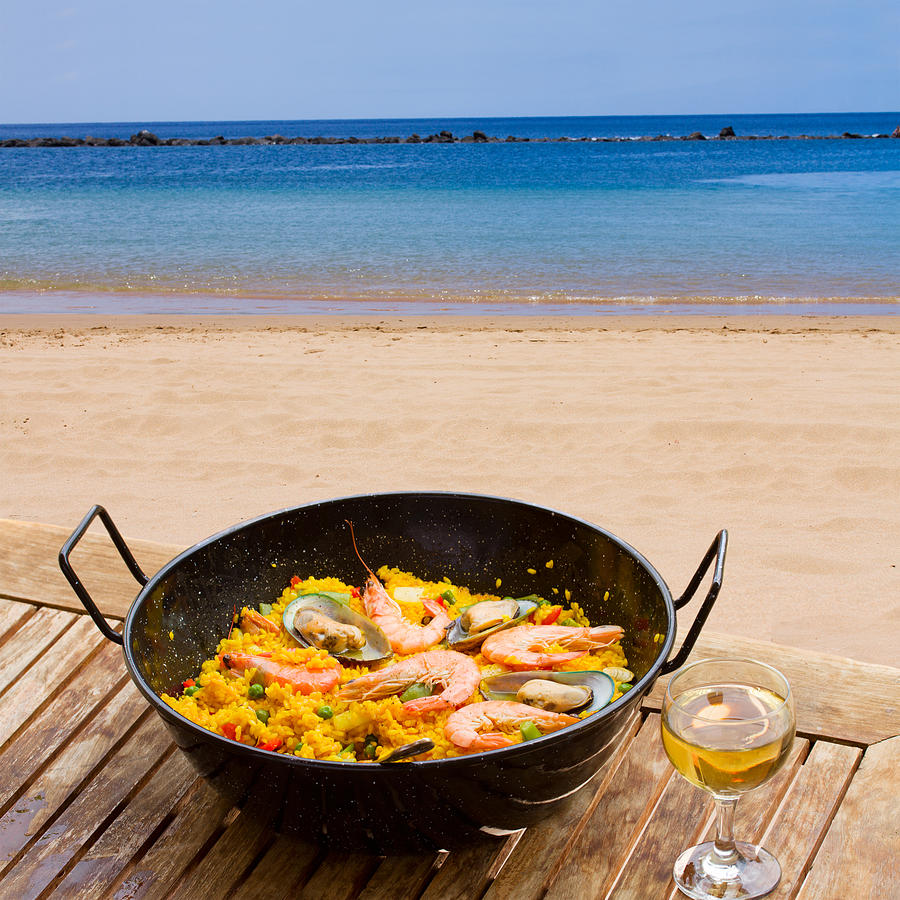 Seafood paella in Cafe Photograph by Anastasy Yarmolovich