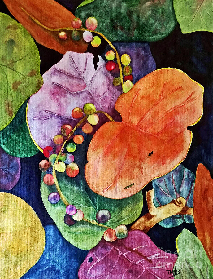 Autumn Sea Grapes Painting by Terri Mills