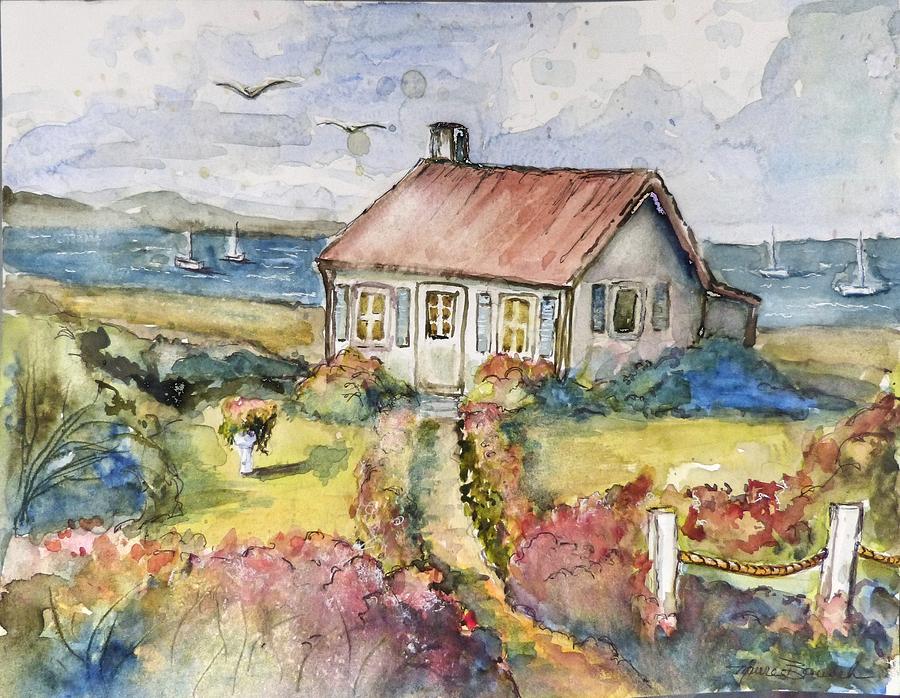 Bird Painting - Seagull Cottage by P Maure Bausch
